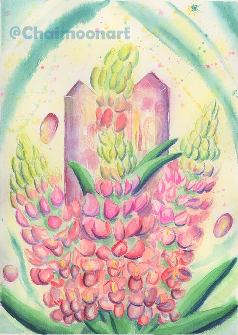 Lupine & Crystals - Watercolor
